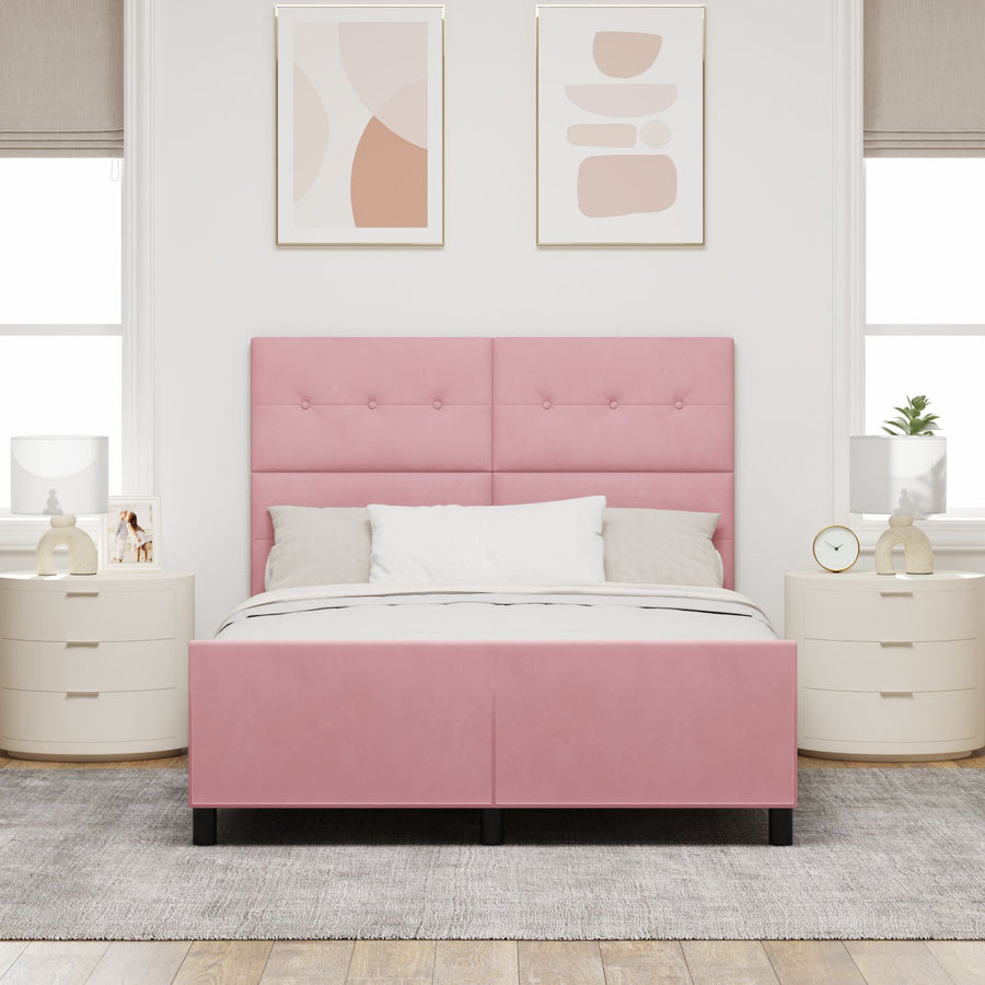 Bedframe Roze 140X200 Cm Fluweel Crème