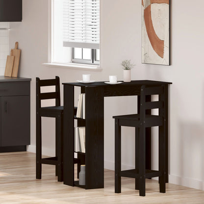 Bartafel Met Plank - Zwart Eiken, 102X50X103,5 Cm, Gemaakt Van Samengesteld Hout