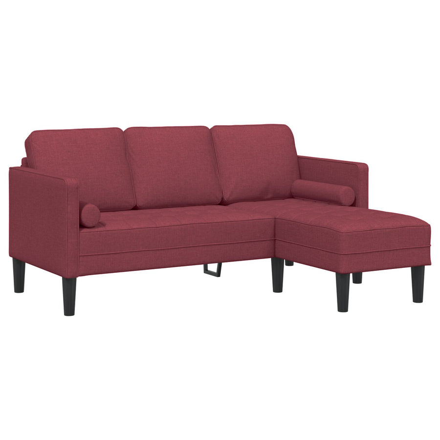 2 Delige Sofa Set Met Kussens In Bordeauxrood Stof Bordeauxrood. L-vormige sofa + bank