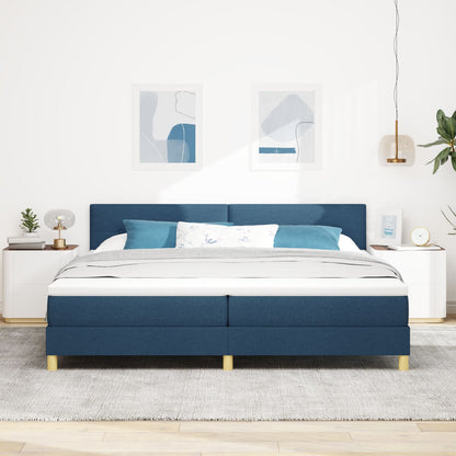 Boxspringbed Met Matras Stof Blauw 200 x 200 cm Knoopgestoffeerd