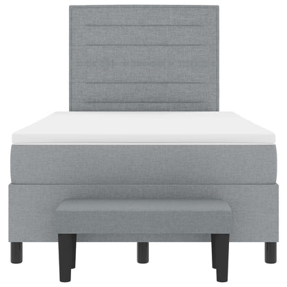 Boxspring Bed Met Matras & Bank Stof Lichtgrijs 120 x 200 cm Lijnen ontwerp