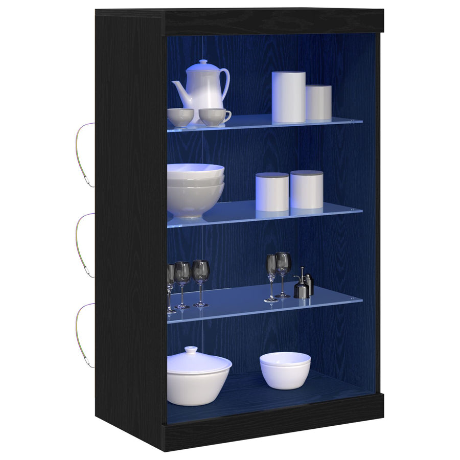 Dressoir Met Led-Verlichting Zwart Eiken 60,5X37X100 Cm
