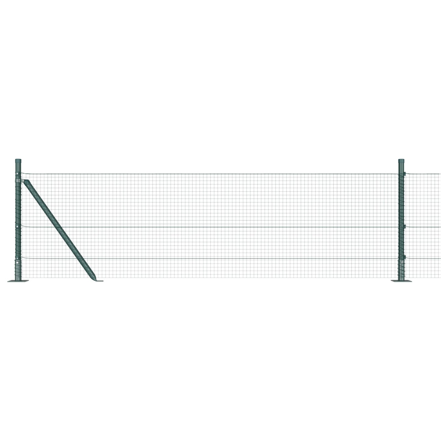 Gelast Draadhek Met 7 Flanged Palen Groen 0.4X10 M Staal Gegalvaniseerd Staal