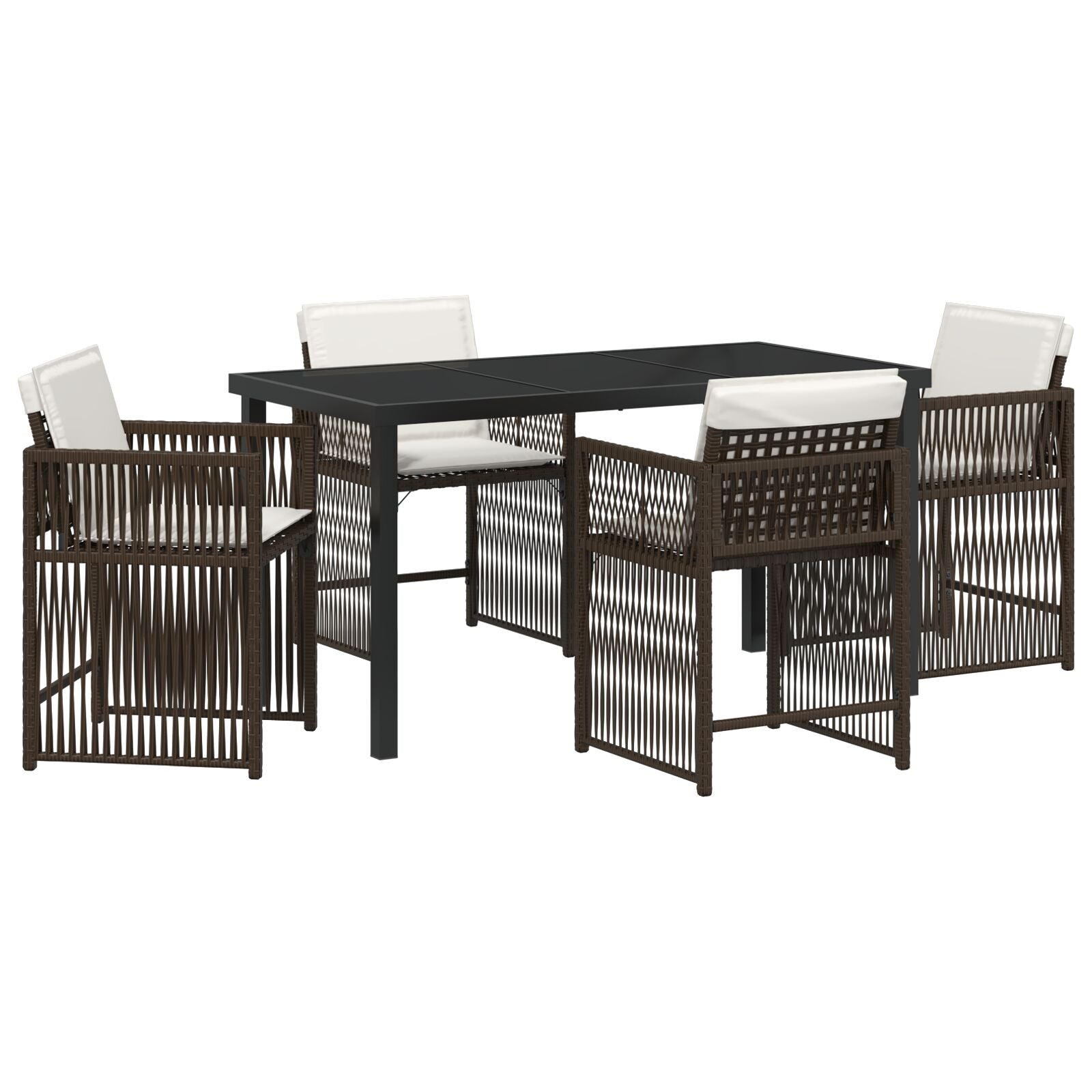 5-Delige Tuin Eettafelset Met Kussens Bruin Poly Rattan