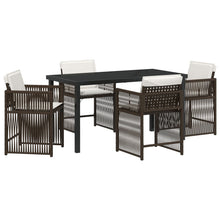 5-Delige Tuin Eettafelset Met Kussens Bruin Poly Rattan