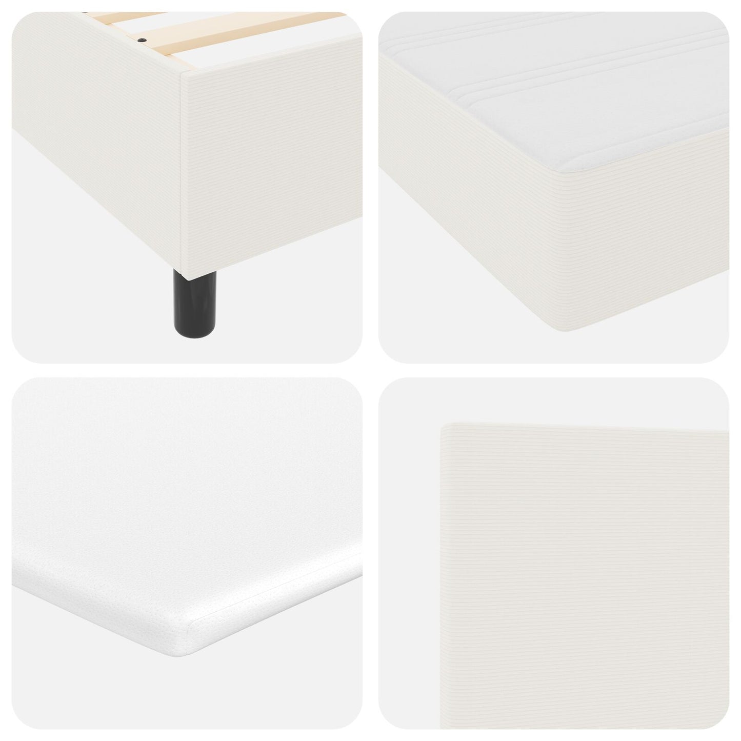 Boxspringbed Met Matras Crème 100X200 Cm Corduroy Stof