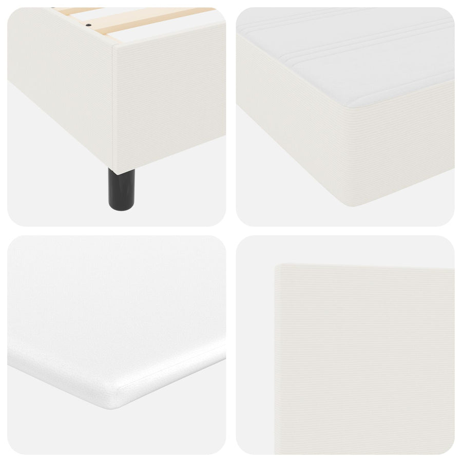 Boxspringbed Met Matras Crème 100X200 Cm Corduroy Stof