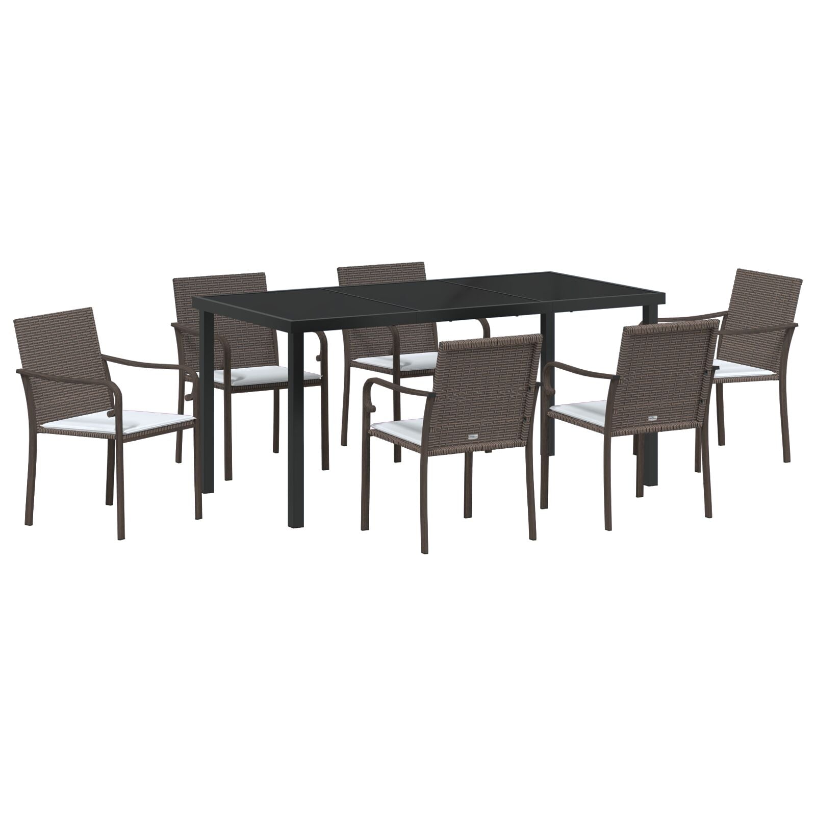 7 Delige Tuinset Met Kussens Poly Rattan 6-Persoons Bruin 160 cm