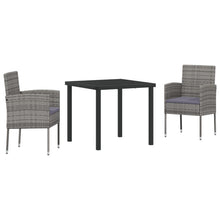 3-Delige Tuin Eetset Met Kussens Grijs Poly Rattan