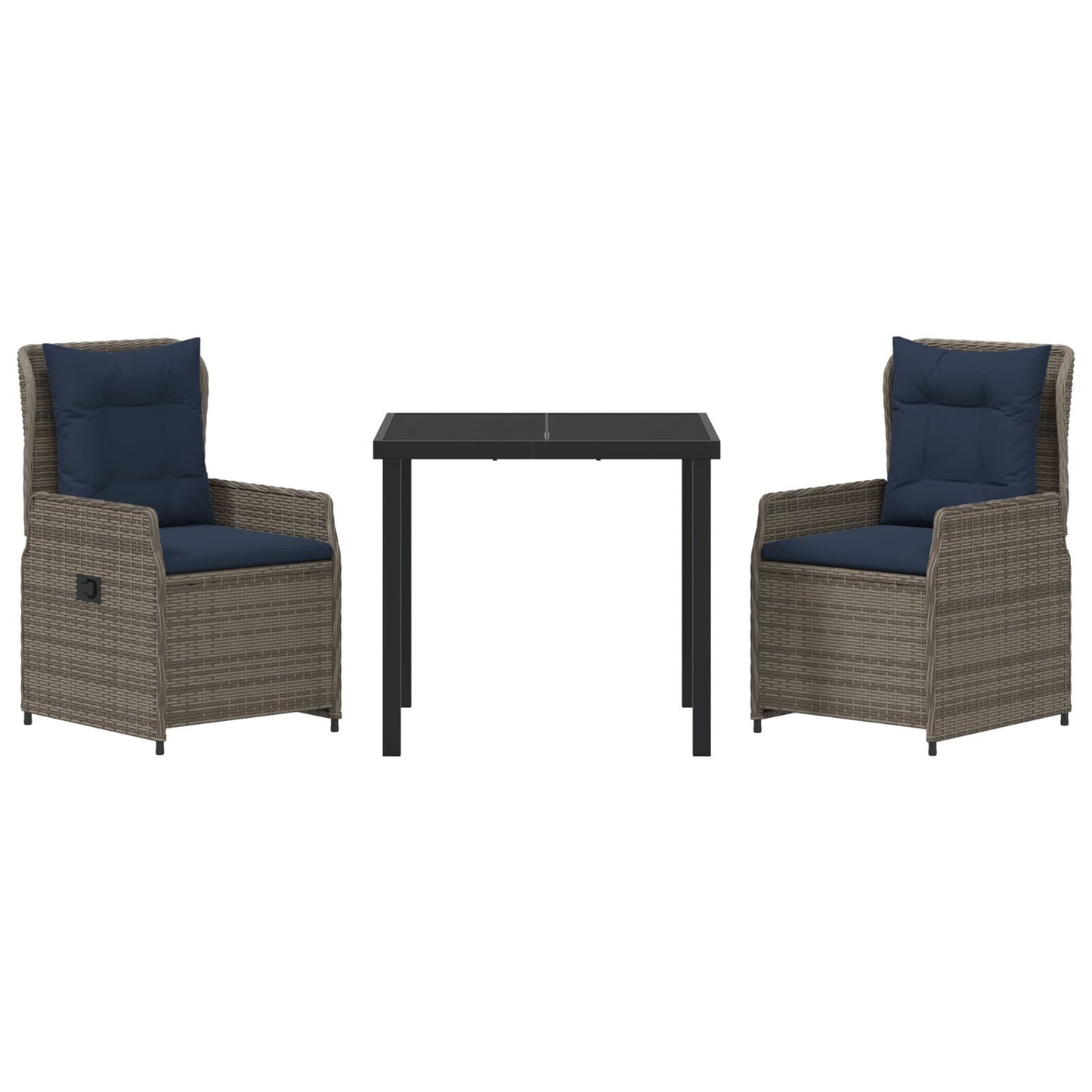 3-Delig Tuin Eetset Grijs Poly Rattan