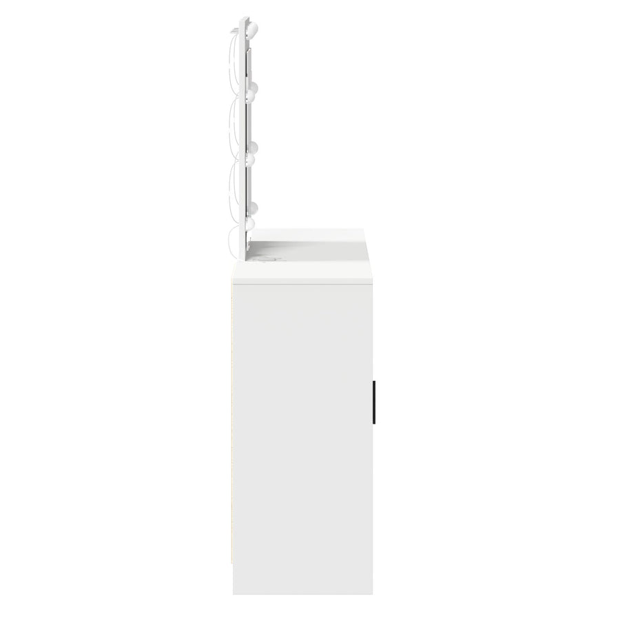Kaptafel Met Led-Lampen 102X33X135 Cm Wit