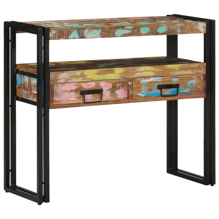 Bijzettafels Meerkleurig & Metaal 90 x 33 x 75 cm Massief gerecycled hout