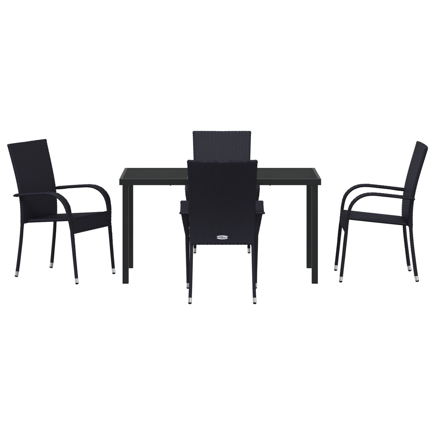 5-Delige Tuinset Zwart Poly Rattan