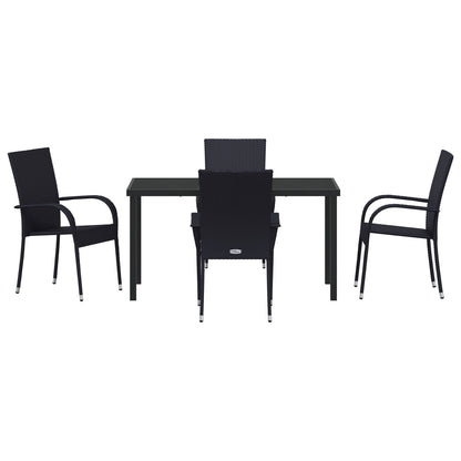 5-Delige Tuinset Zwart Poly Rattan