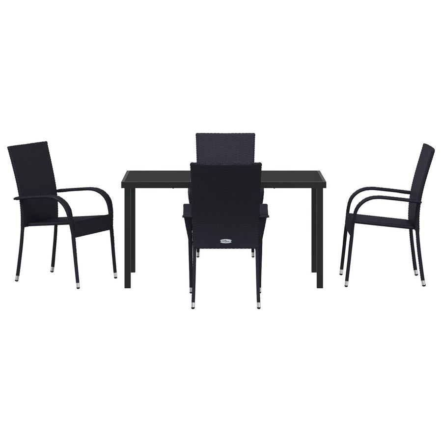 5-Delige Tuinset Zwart Poly Rattan