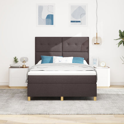 Boxspringbed Met Matras Donker Bruin 160X200 Cm Stof Blauw