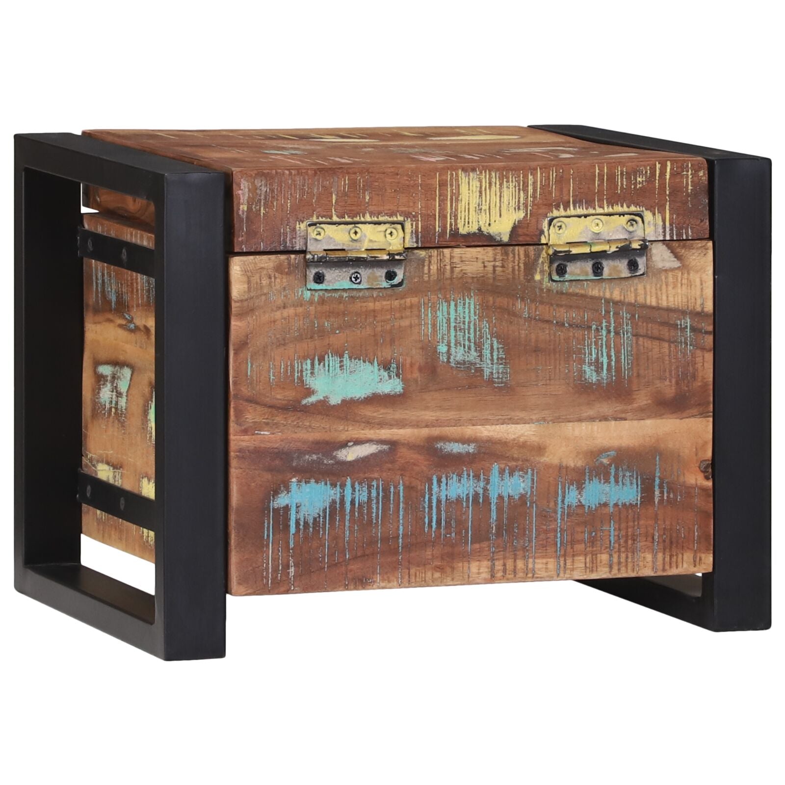 Opbergkasten 40X30X30Cm En Metaal 40 x 30 x 30 cm Massief gerecycled hout