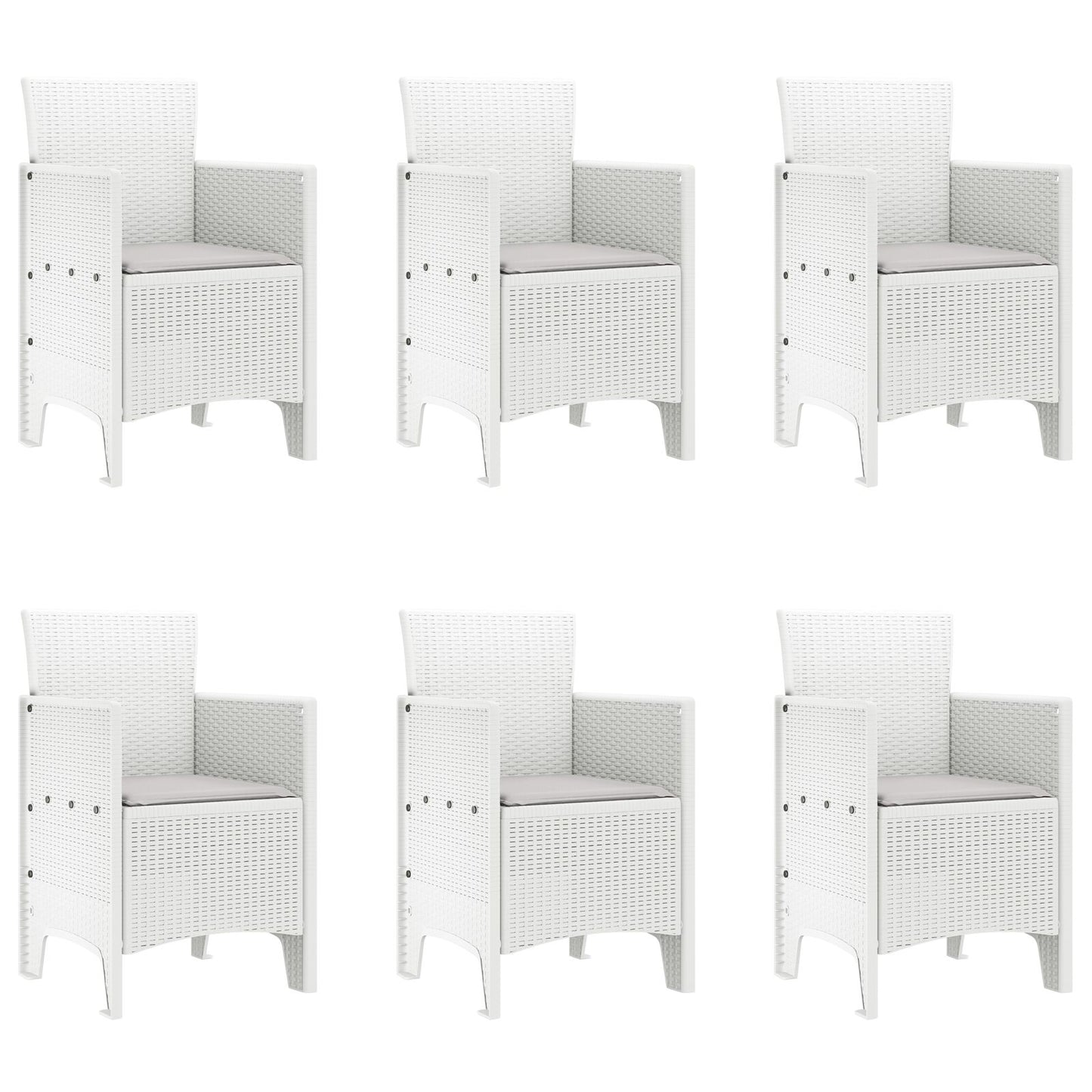 7-Delige Tuindineerset Met Kussens Wit Poly Rattan
