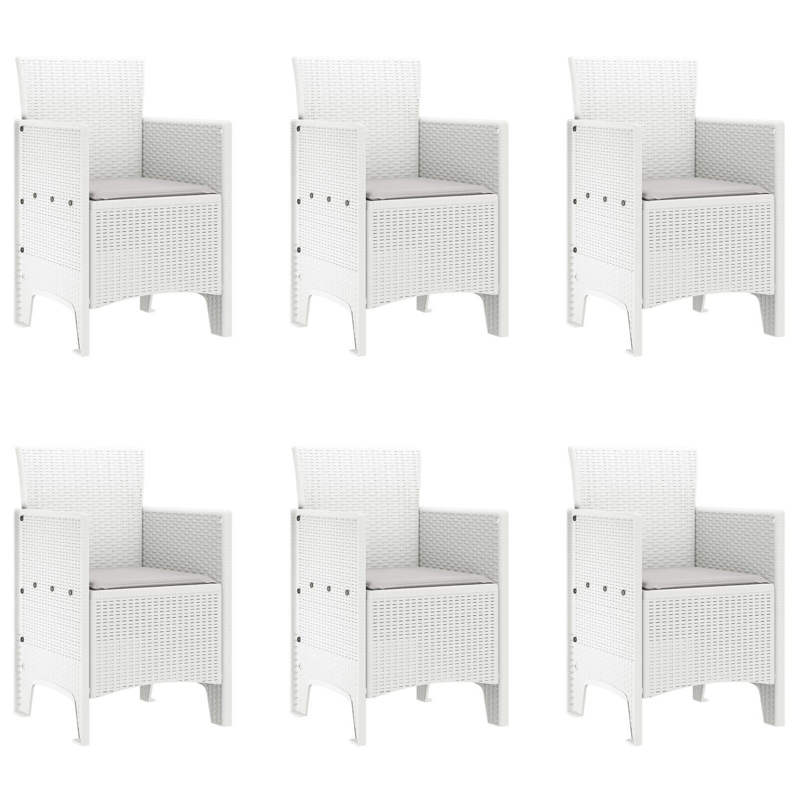 7-Delige Tuindineerset Met Kussens Wit Poly Rattan