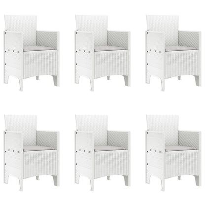 7-Delige Tuindineerset Met Kussens Wit Poly Rattan