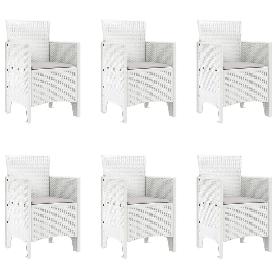 7-Delige Tuindineerset Met Kussens Wit Poly Rattan
