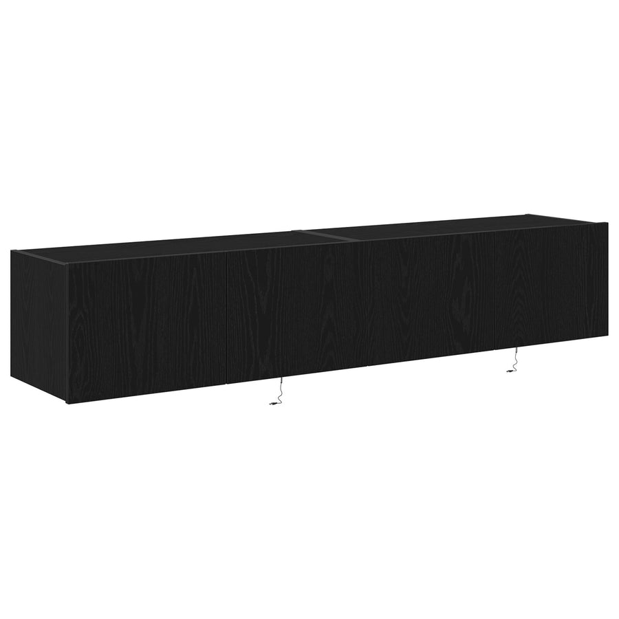 Tv Wandkasten Met Led-Verlichting 2 Stuks Zwart Eiken 80X35X31 Cm