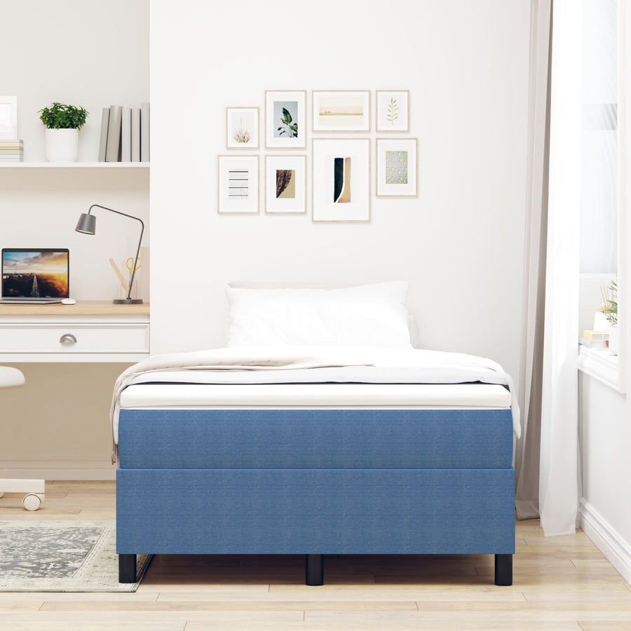 Boxspringbed Met Matras Blauw 120X200 Cm Corduroy Stof