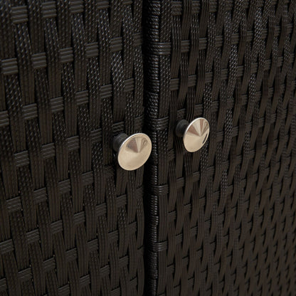 Opbergkast 100X36X102 Cm Riet Zwart