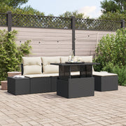 Tuinset polyrattan 5 personen zwart crème