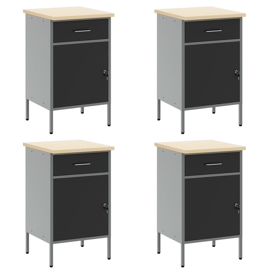 10-Delige Werkcabinet En Pegboard Set Mdf En Metaal 4x (84 cm) Zwart 4x kast + 4x pegboard + 2x kast met deur