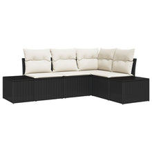 4-Delige Tuin Sofa Set Met Kussens Poly Rattan Zwart en crème zonder tafel