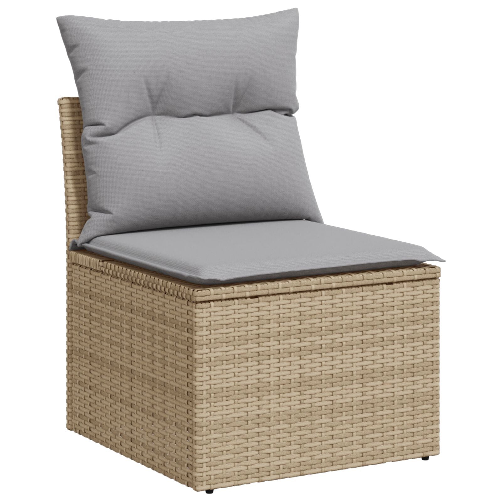 9-Delige Tuin Dining Set Met Kussens Beige Poly Rattan Acacia Wit