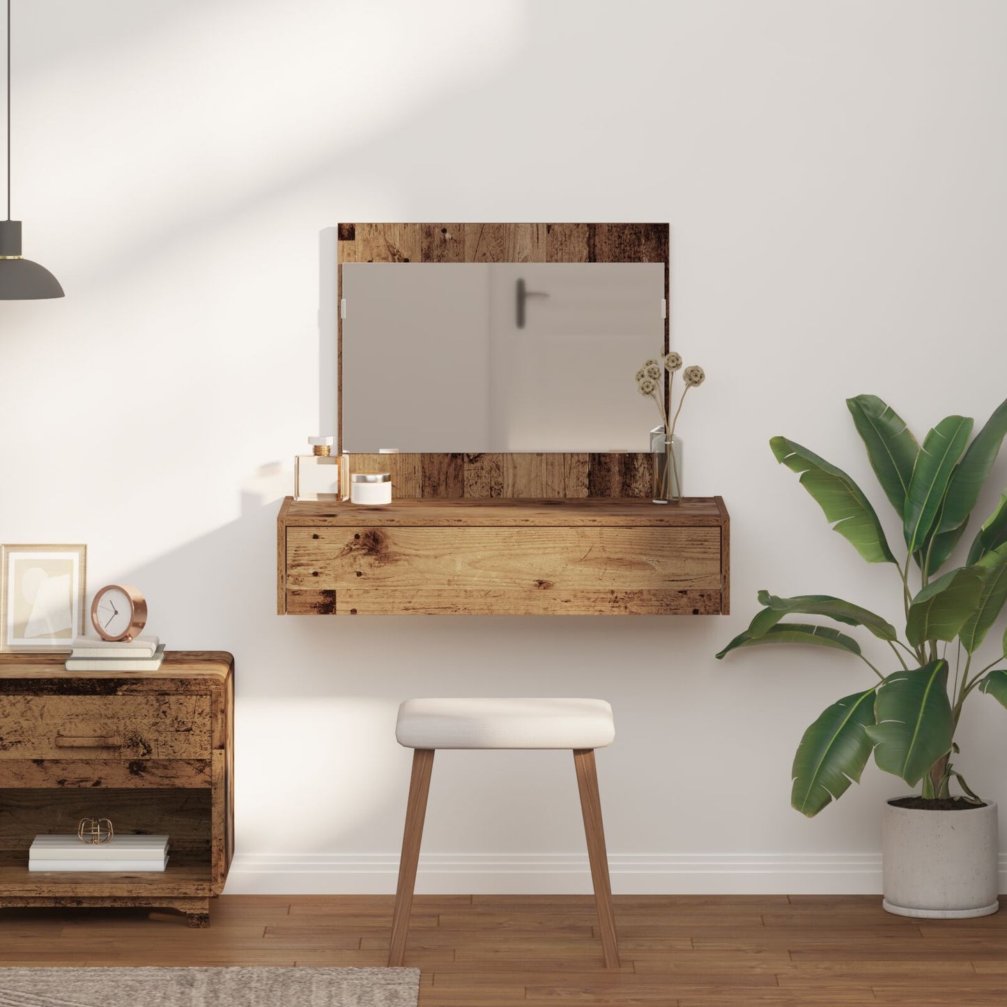 Wandkaptafel 83 x 40 x 70 cm Oude Hout zonder LED