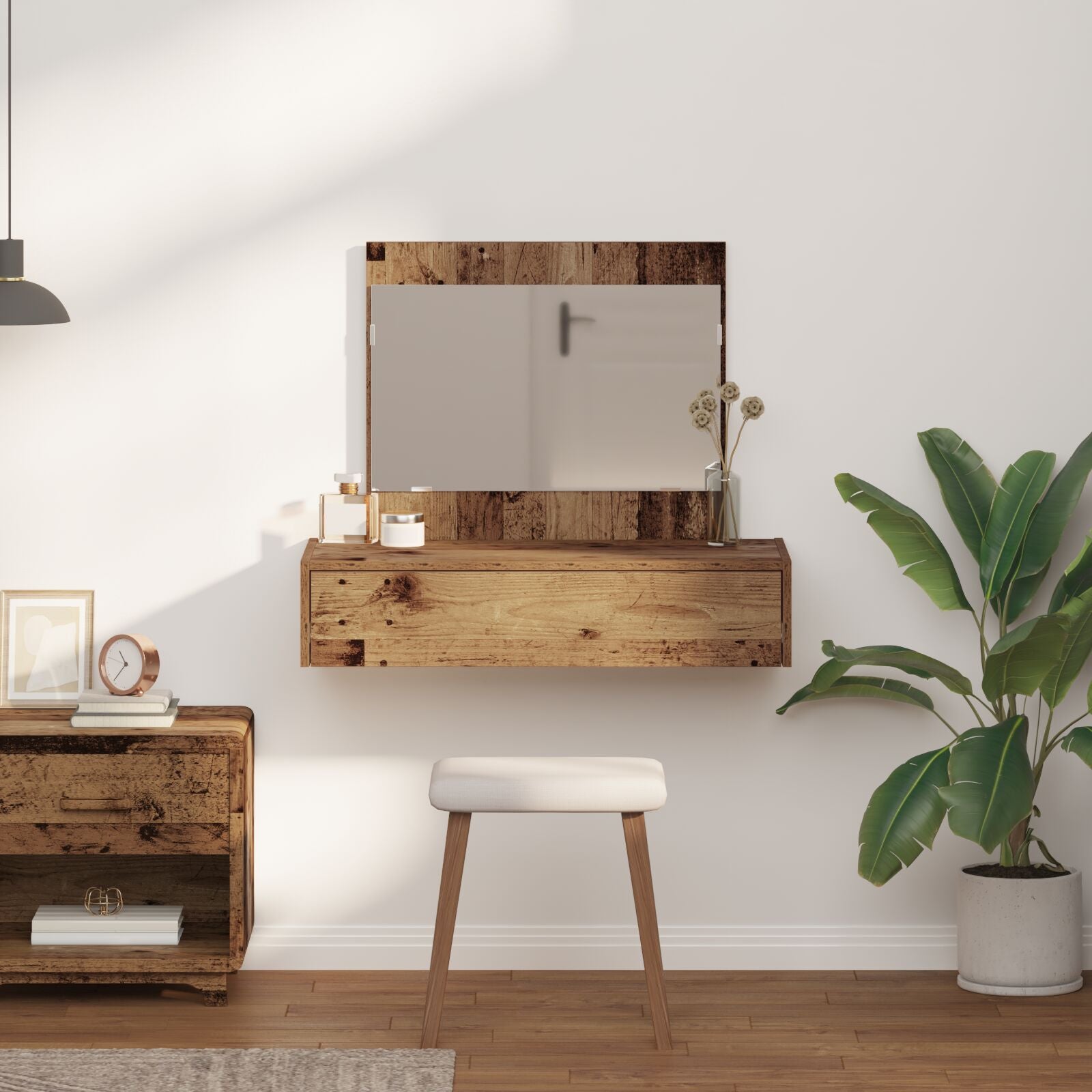 Wandkaptafel 83 x 40 x 70 cm Oude Hout zonder LED