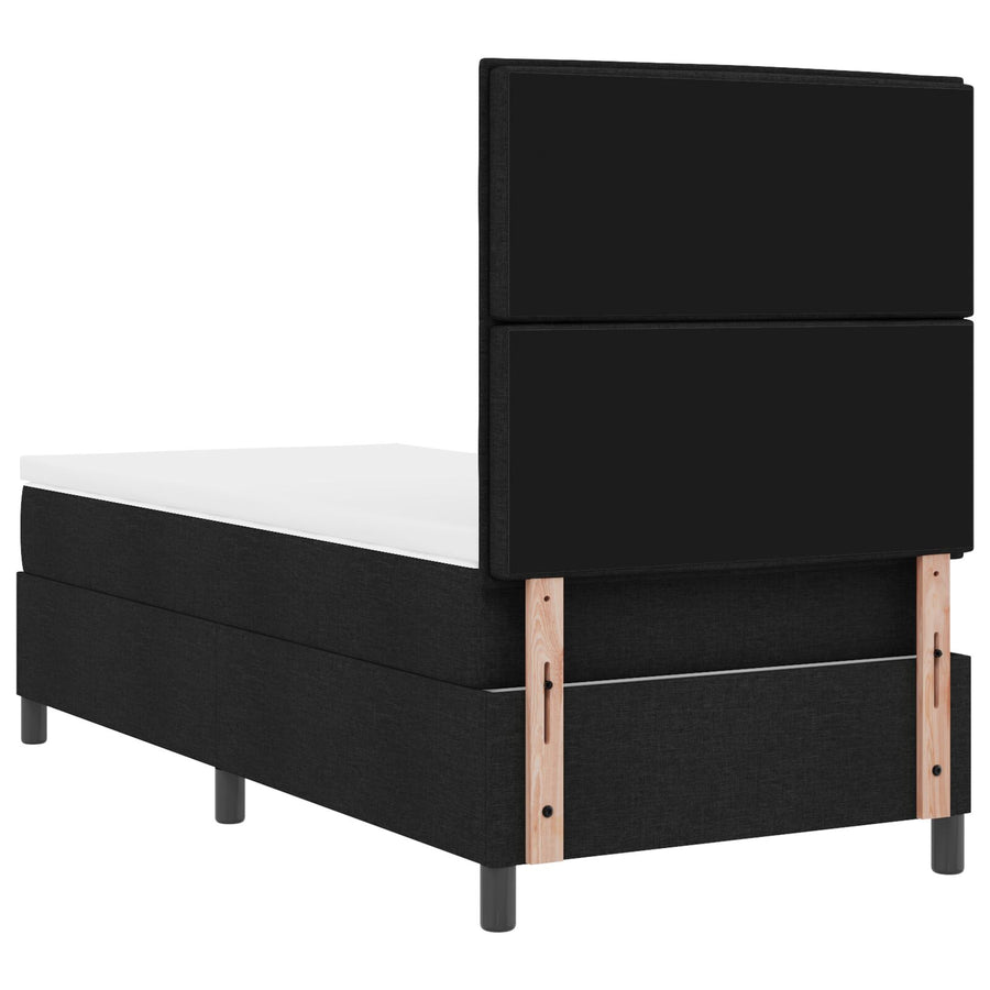Boxspring Bed Met Matras Eenpersoons Stof Zwart 90 x 190 cm Lijnen ontwerp