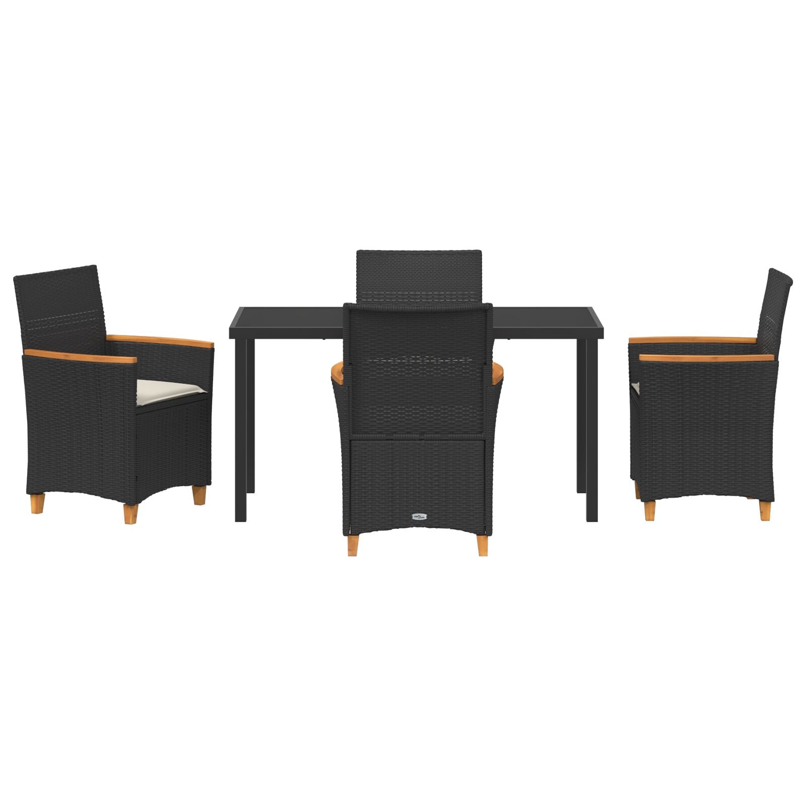 5-Delige Tuin Eetset Met Kussens Zwart Poly Rattan