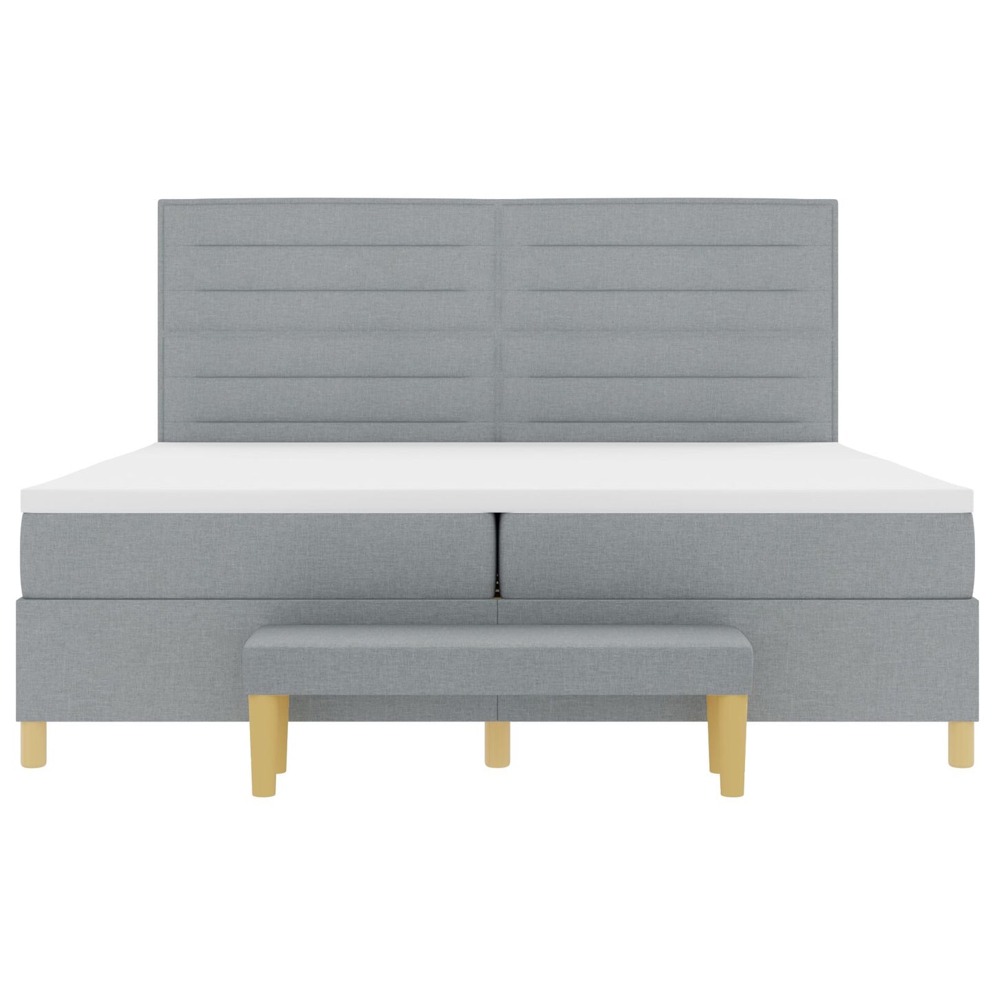 Boxspringbed Met Matras & Bank Stof Lichtgrijs 200 x 200 cm Lijnen ontwerp