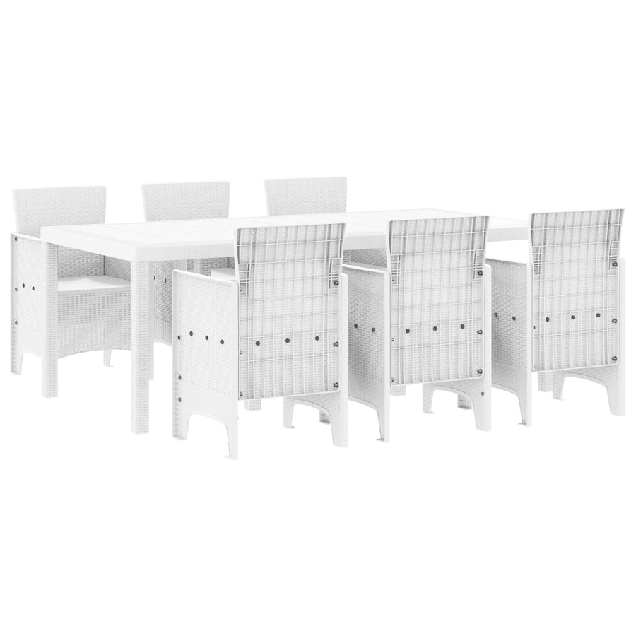 7-Delige Tuindining Set Wit Poly Rattan