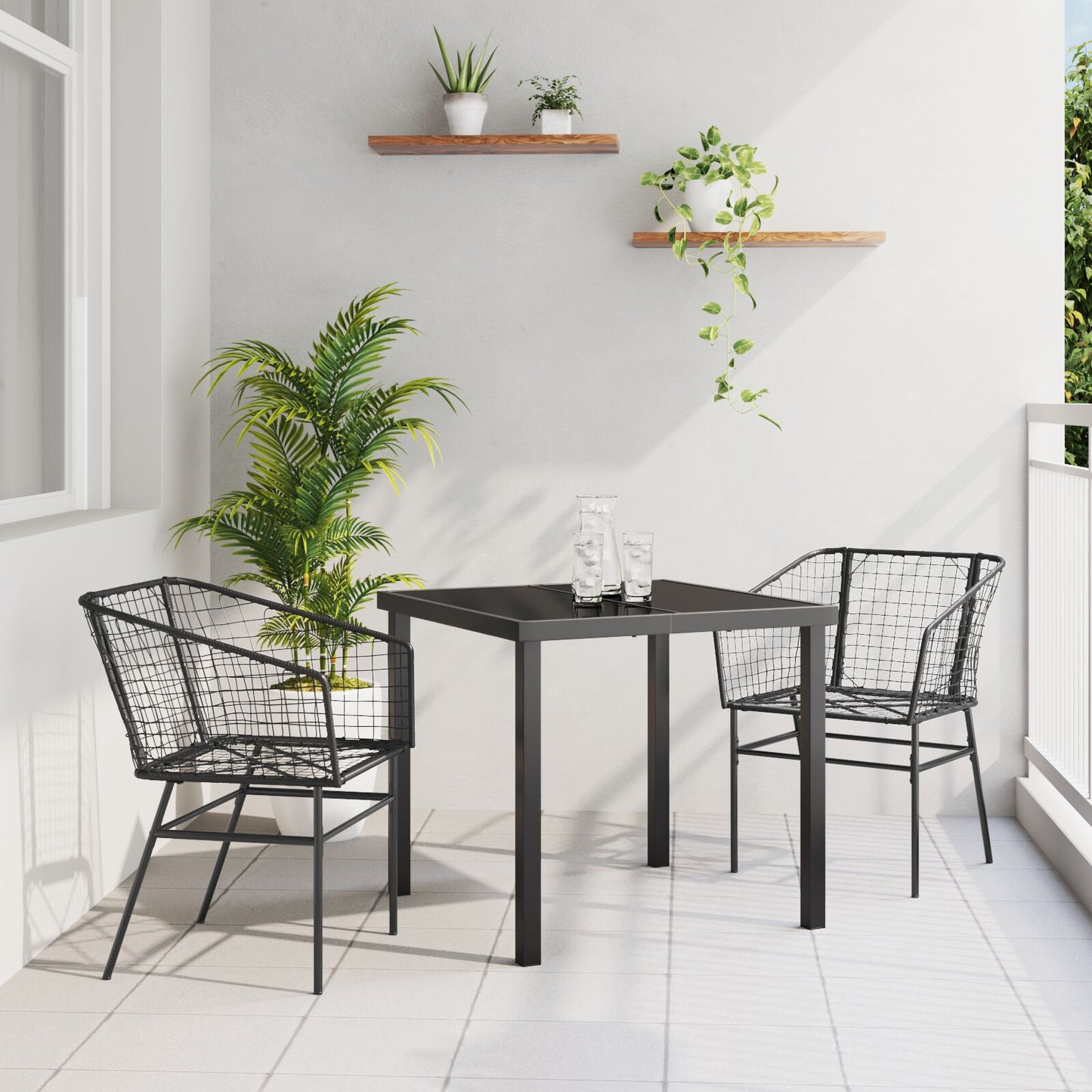 3-Delig Tuinset Zwart Poly Riet