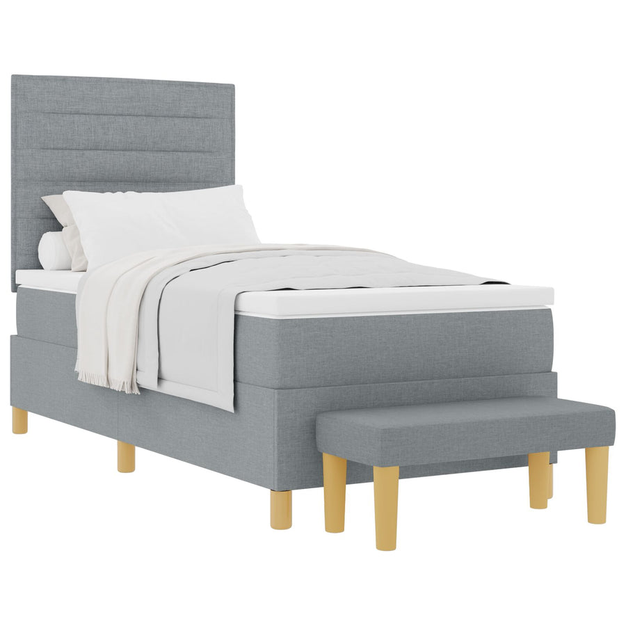 Boxspringbed Met Matras En Bank Stof Lichtgrijs 80 x 200 cm Lijnen ontwerp