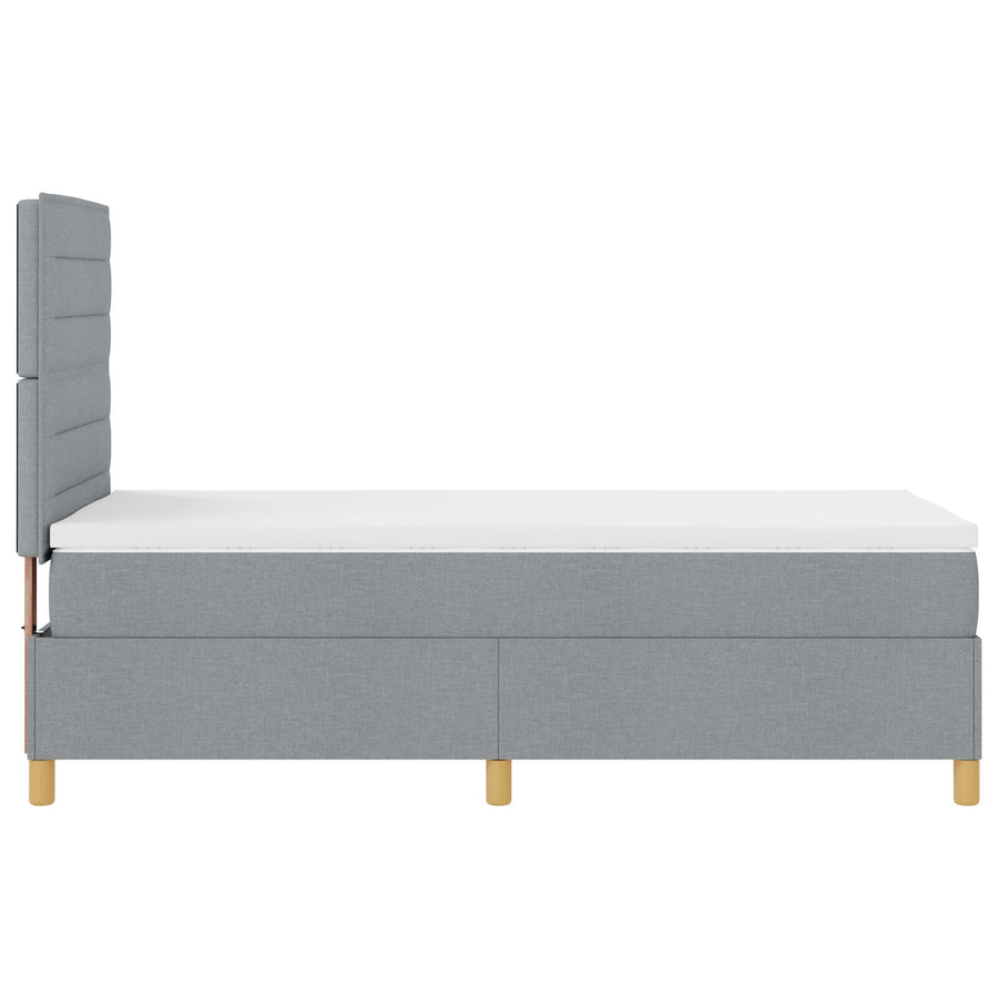 Boxspring Bed Met Matras Lichtgrijs 100X200 Cm Stof Blauw
