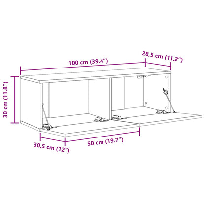 Tv-Kasten 2 Stuks Zwart Eiken 100X30X30 Cm Bewerkt Hout