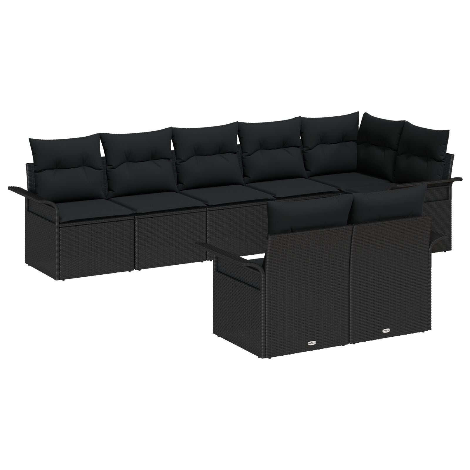 8-Delige Tuin Sofa Set Met Kussens Poly Rattan Zwart zonder tafel