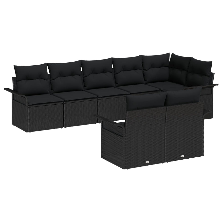 8-Delige Tuin Sofa Set Met Kussens Poly Rattan Zwart zonder tafel