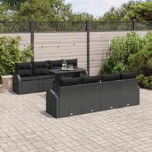 9-Delige Tuin Sofa Set Met Kussens Zwart Poly Rattan