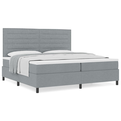 Boxspringbed Met Matras Stof Lichtgrijs 200 x 200 cm Lijnen ontwerp
