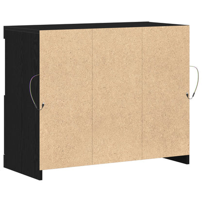 Dressoir Met Led Verlichting 81X37X67 Cm Zwart eiken