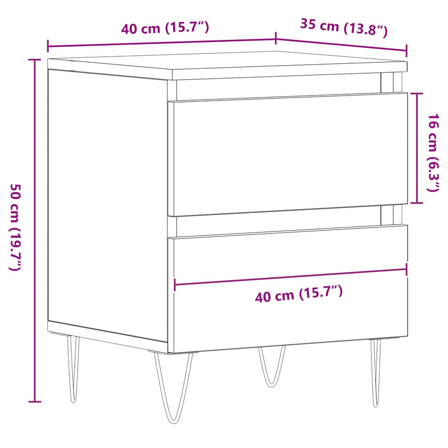 Nachtkastjes 2 Stuks Oud Hout 40X35X50 Cm Engineered Wood