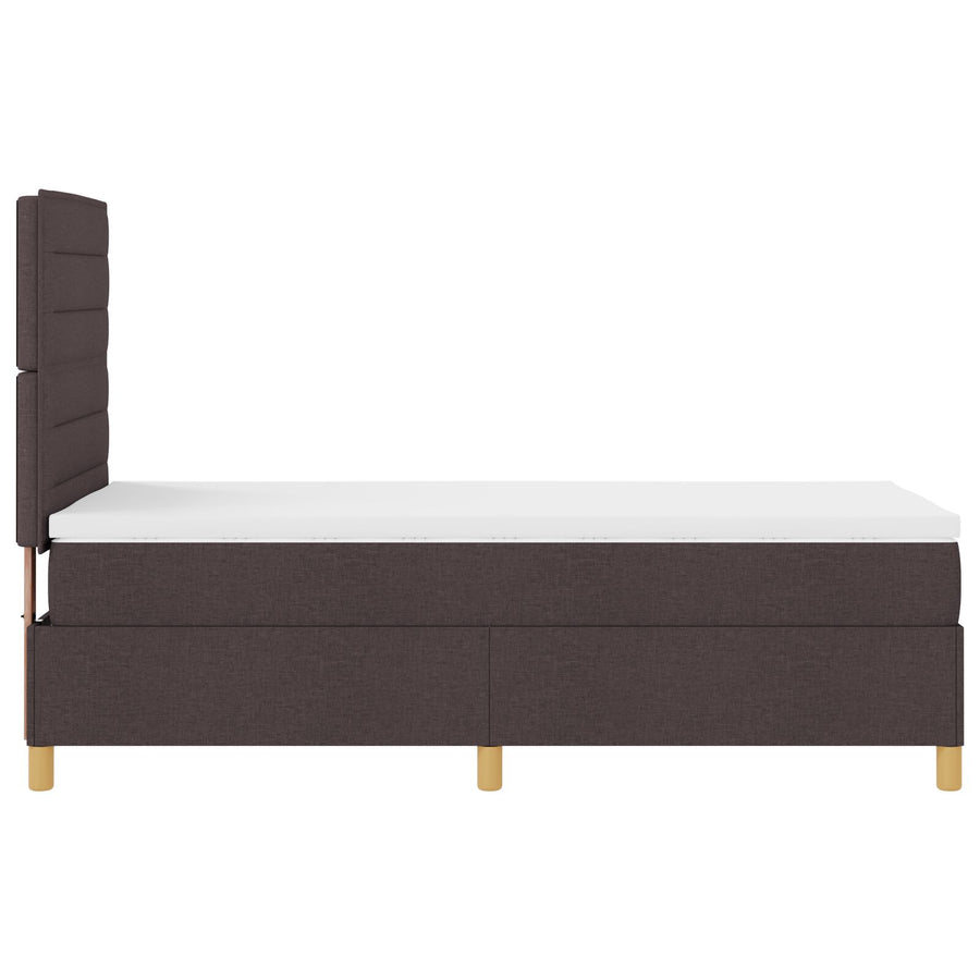 Boxspringbed Met Matras Donkerbruin 90X200 Cm Stof Blauw