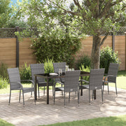 Garden dining set 7 pcs Grey Powder-coated steel